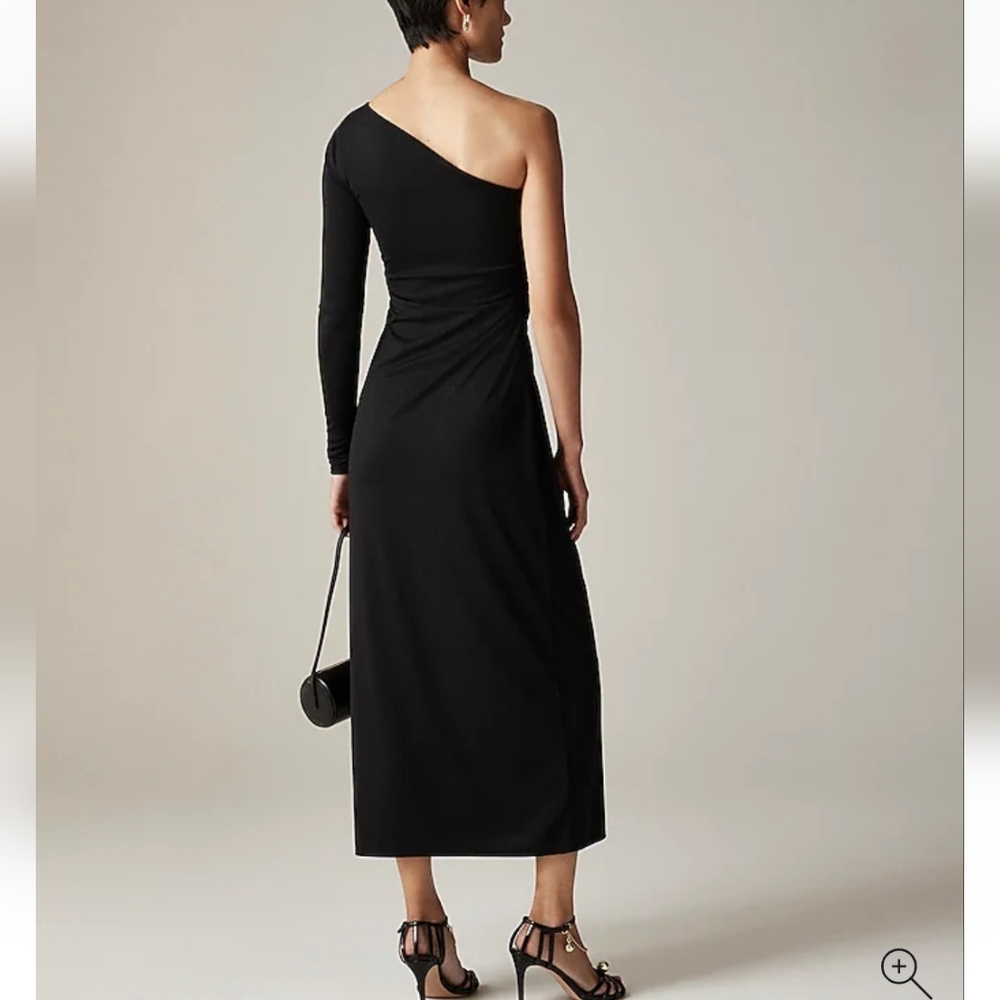 J Crew One-shoulder dress in jersey crepe CF786 Black - Picture 2 of 10